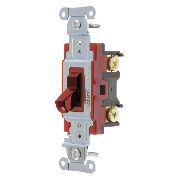 Hubbell Wiring Device-Kellems Switches and Lighting Controls, Hubbell- PRO Series, Toggle Switches, General Purpose AC, Four Way, 20A 120/277V AC, Back and Side Wired, Red 1224R - main